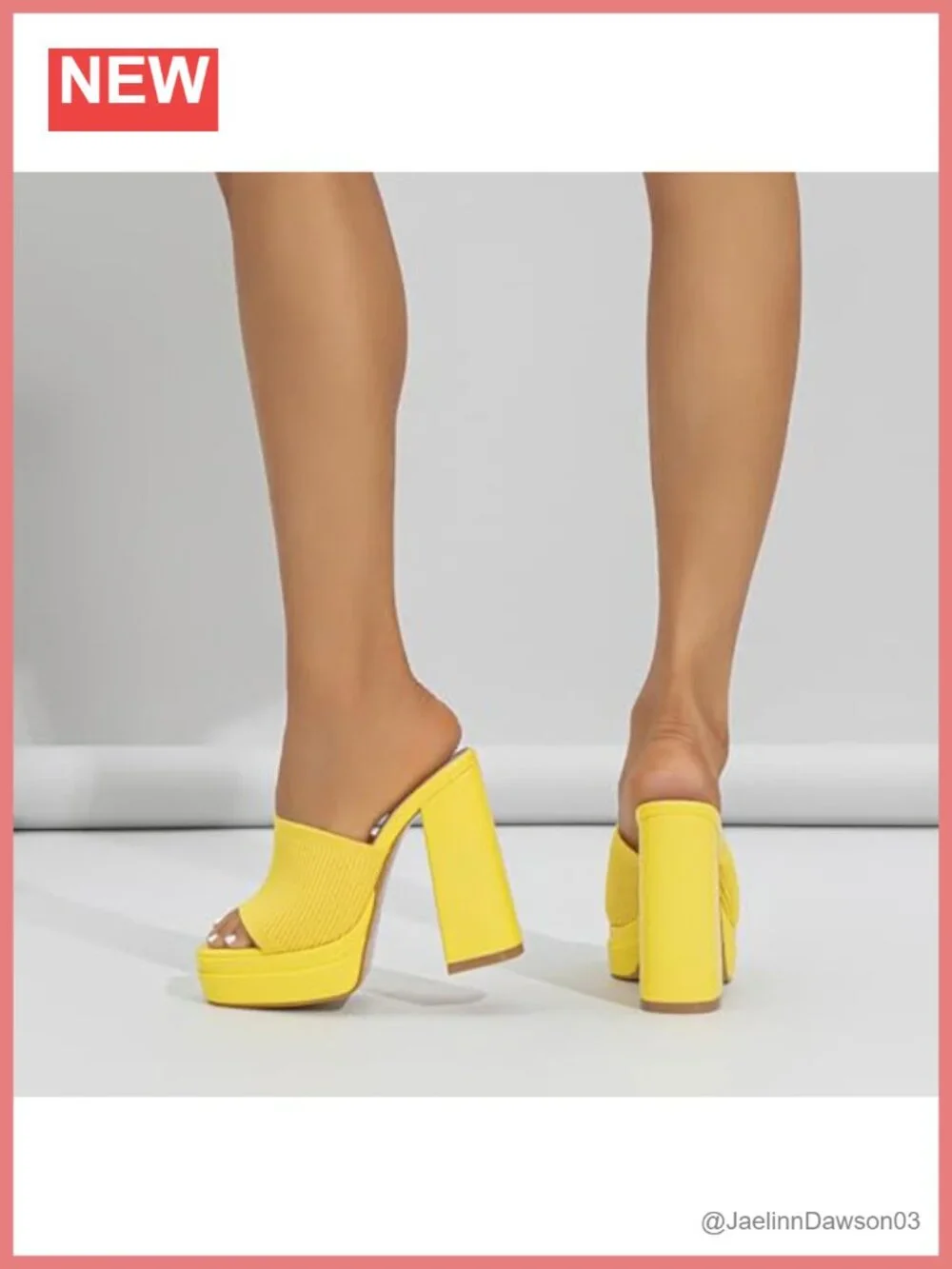 Stretch Knitted Platform Chunky Heels Sandals Slip-On Mules Women's Block Heel